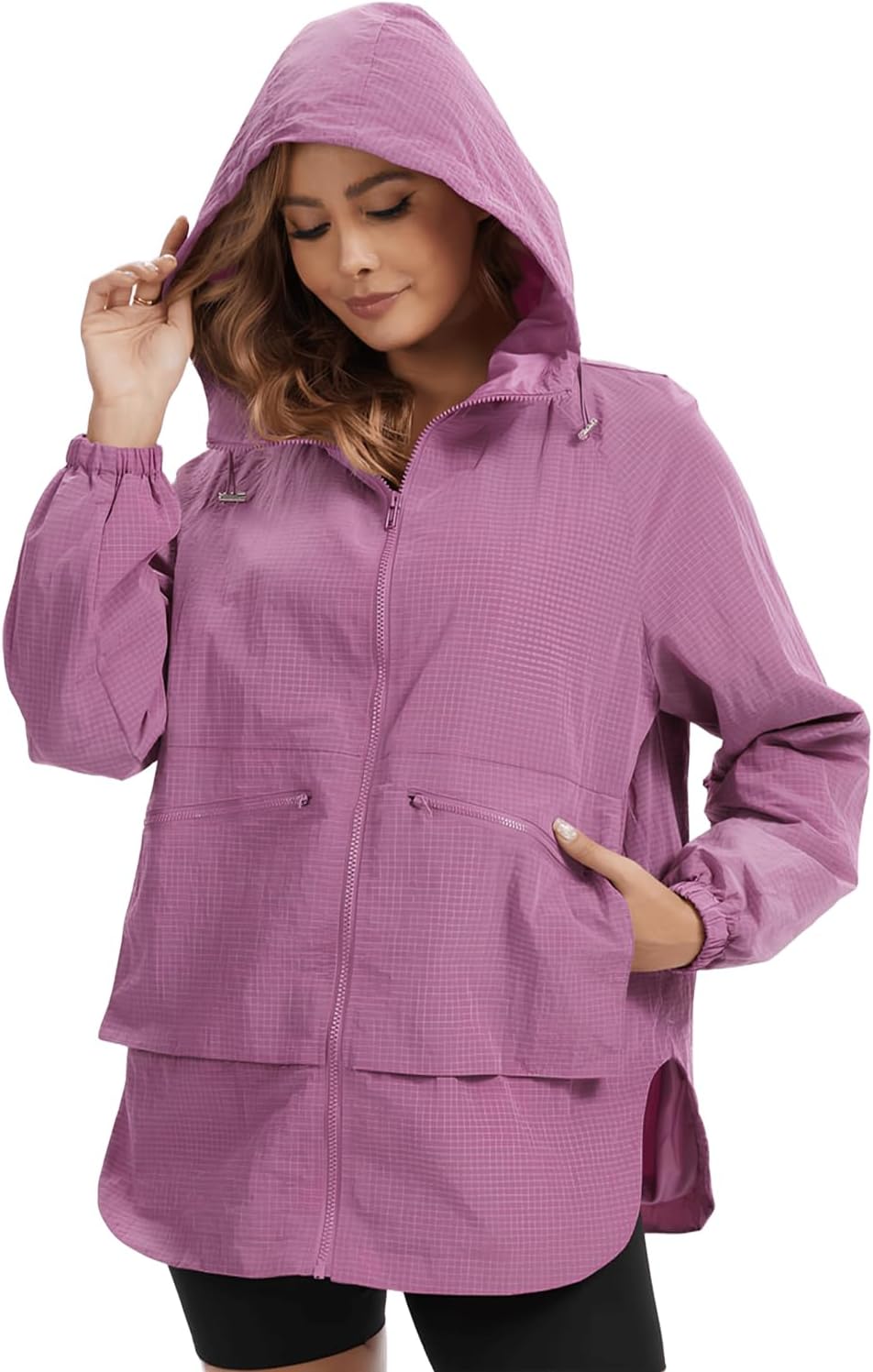 PESION Womens Waterproof Raincoat Lightweight Windbreaker Jacket