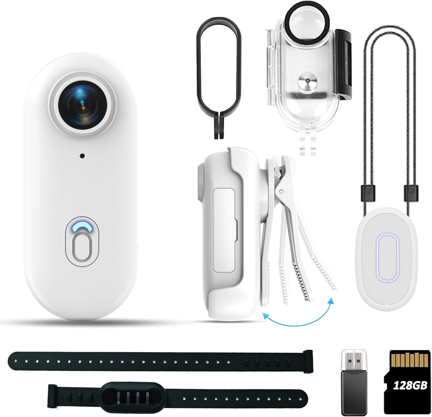 1080P Action Camera: 3Hrs Battery, Waterproof, 128GB, Vlogging, Cycling