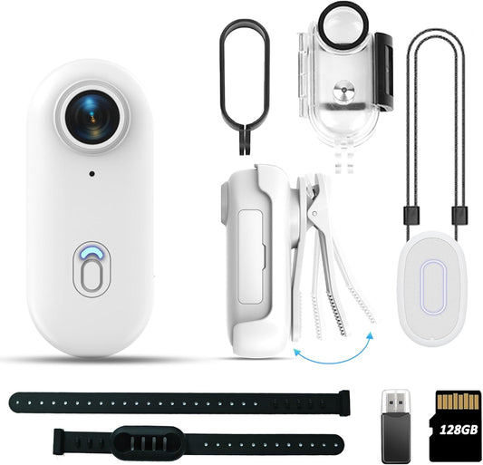 1080P Action Camera: 3Hrs Battery, Waterproof, 128GB, Vlogging, Cycling