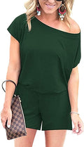 PRETTYGARDEN Off Shoulder Romper Women - Lightweight Summer Jumpsuit