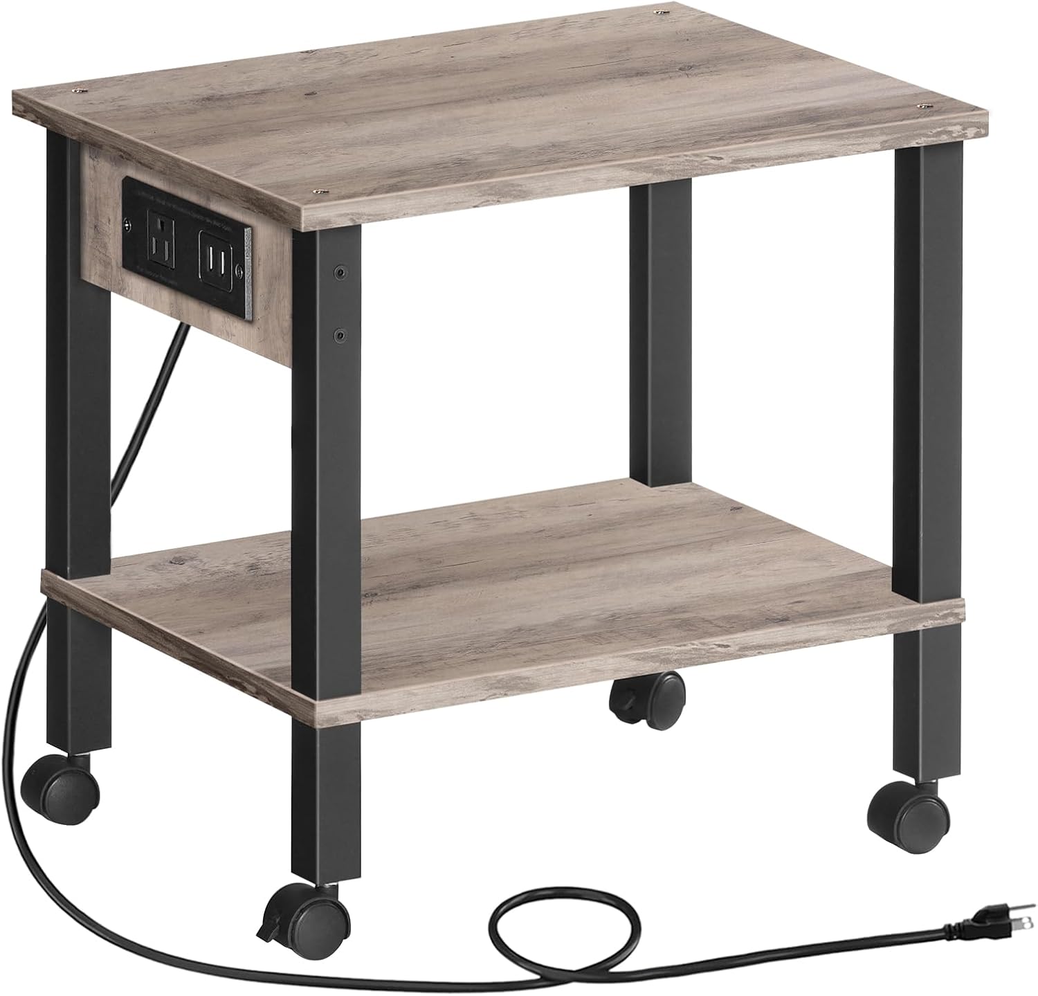 2-Tier Printer Stand with Charging Station for Home Office Use