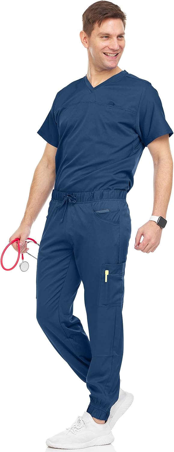 Medichic Men's Workwear Stretch V-Neck Scrub Joggers Set Review