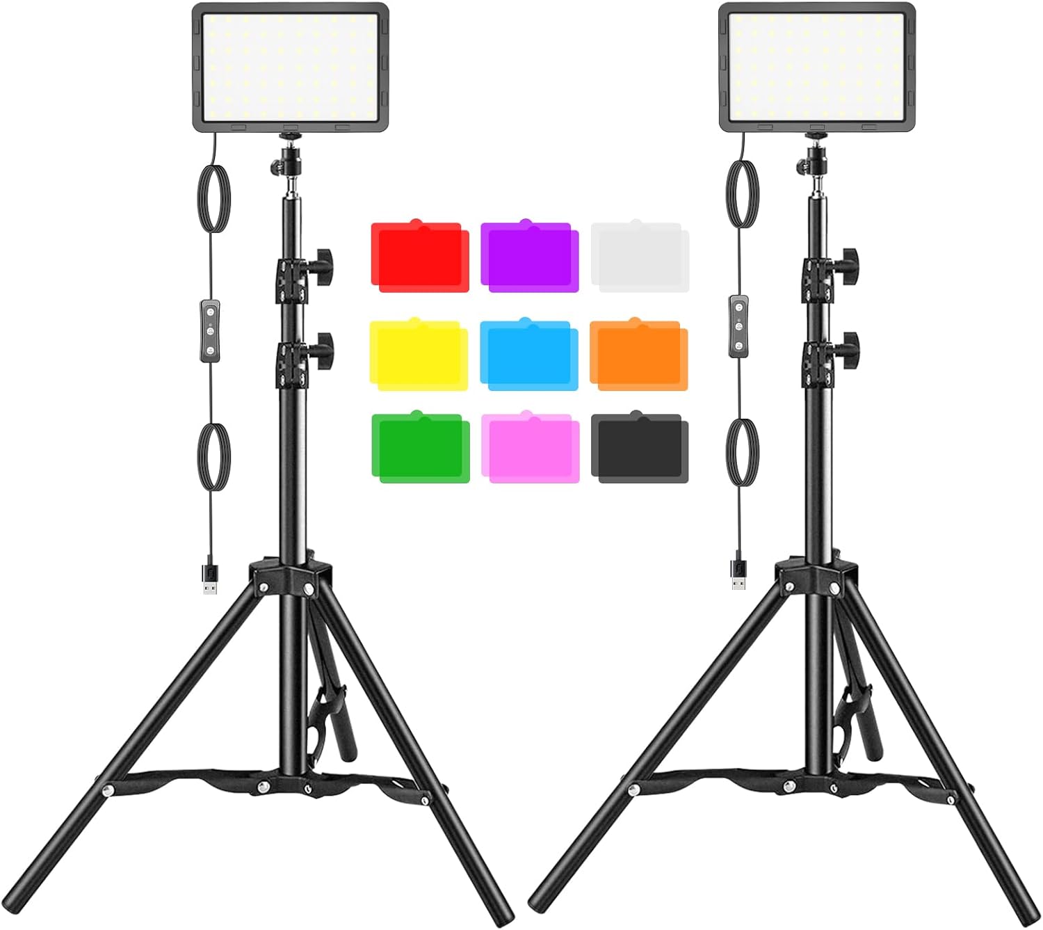 LED Video Light Kit 2Pcs for Photography with Adjustable Tripod