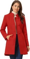Allegra K Women's Mid-Long Stand Collar Winter Overcoat - Warm