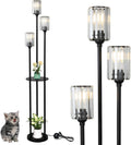 HMVPL Crystal Floor Lamp with Shelves for Modern Living Rooms