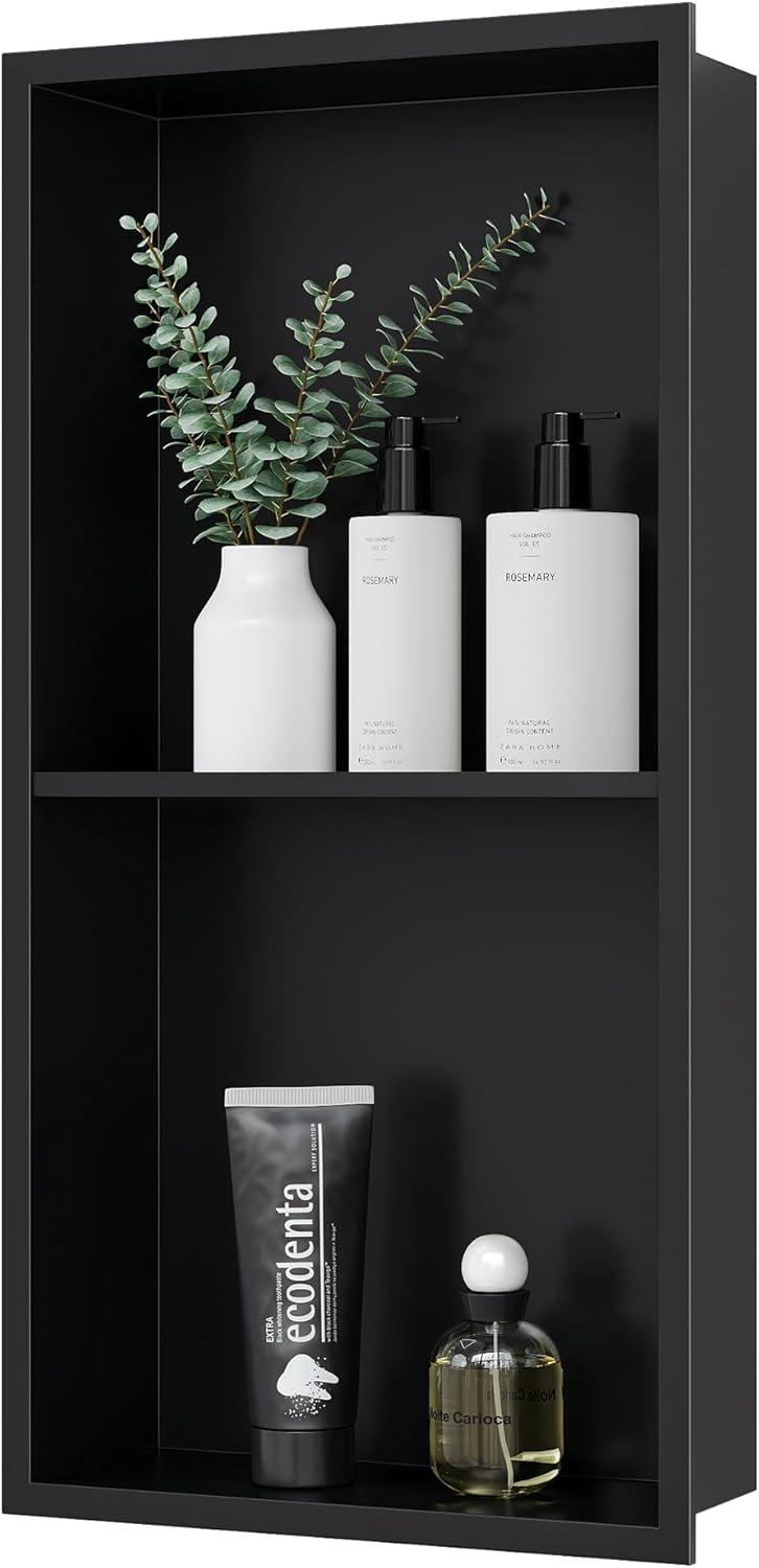 Stainless Steel Shower Niche with Double Shelves for Storage