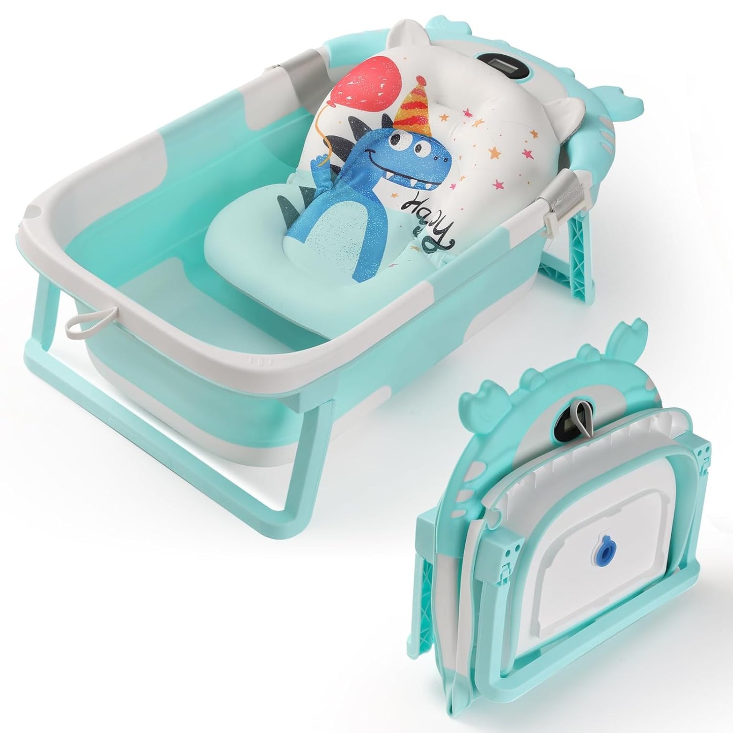 Collapsible Baby Bathtub with Thermometer for Newborns