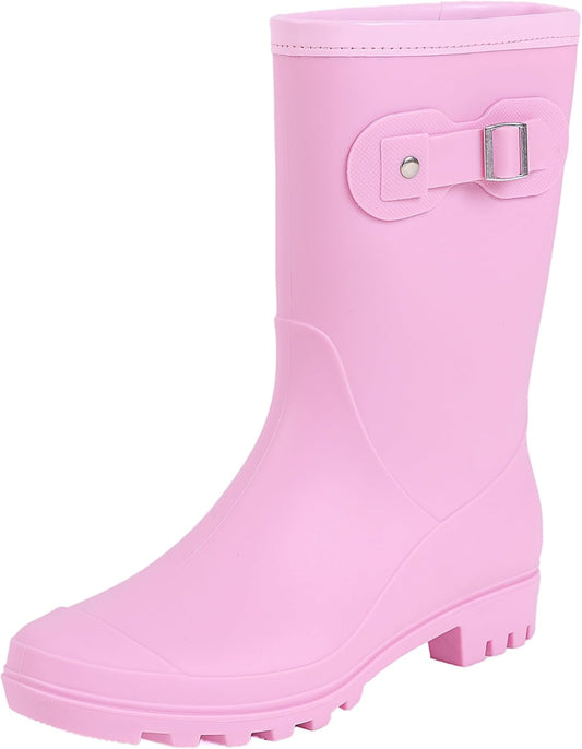Women's Mid Calf Rain Boots Waterproof Fashion Garden Shoes