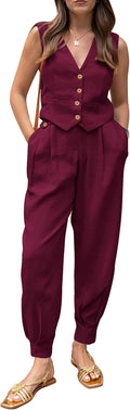 PRETTYGARDEN Women's Two Piece Cotton Summer Set - Breathable Comfort