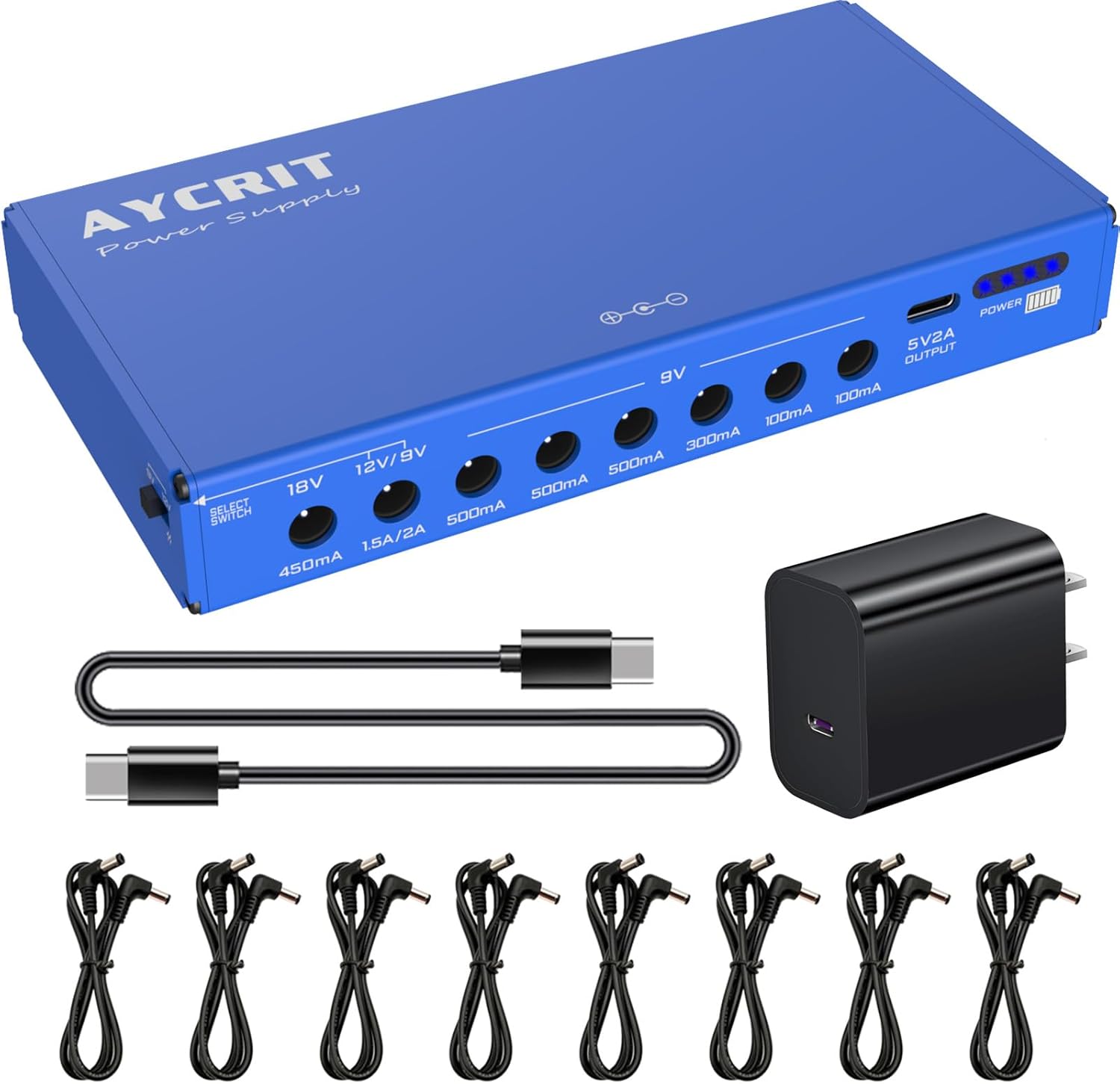 AYCRIT Guitar Pedal Power Supply: Rechargeable 12800mAh Power