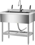 35ft Freestanding Stainless Steel Utility Sink with 360 Faucet
