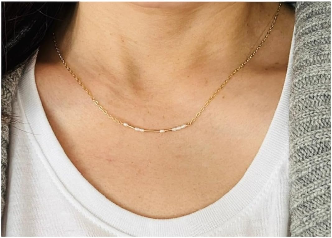 Custom Morse Code Necklace with White Cultured Pearls for Her