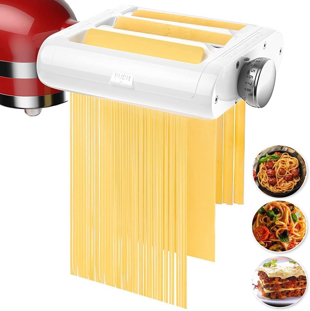 3-in-1 Pasta Maker Attachments for KitchenAid | 8 Thickness Settings