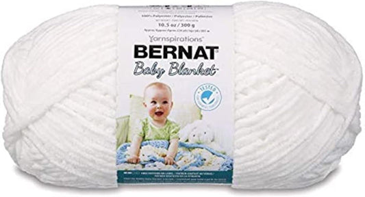 Bernat White Baby Blanket Yarn - Cozy Polyester - 1 Pack 10.5oz - #6 Super Bulky