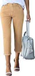 Sidefeel Women's Capri Jeans High Waisted Straight Leg - Stylish
