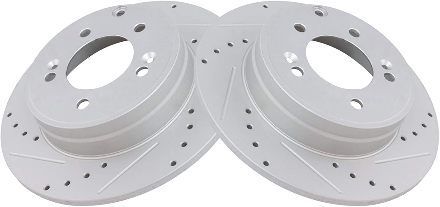 TRQ Rear Performance Brake Rotors Set for Hyundai and Kia Vehicles