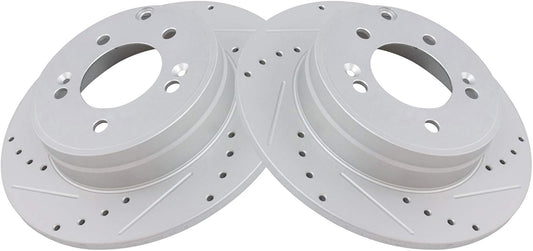 TRQ Rear Performance Brake Rotors Set for Hyundai and Kia Vehicles