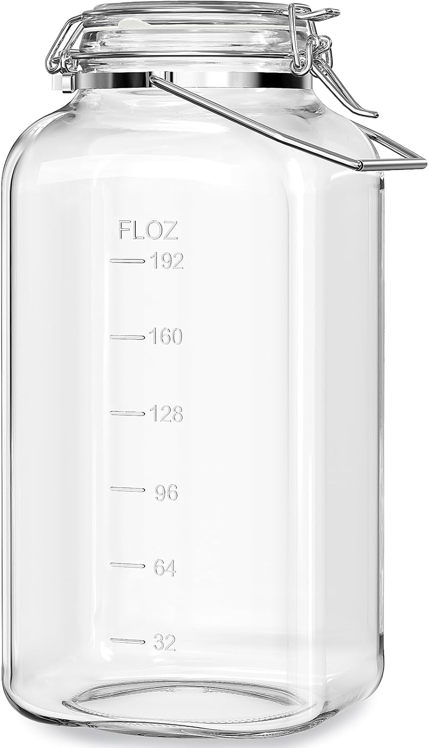 2 Gallon Glass Jars with Airtight Lids for Bulk Storage