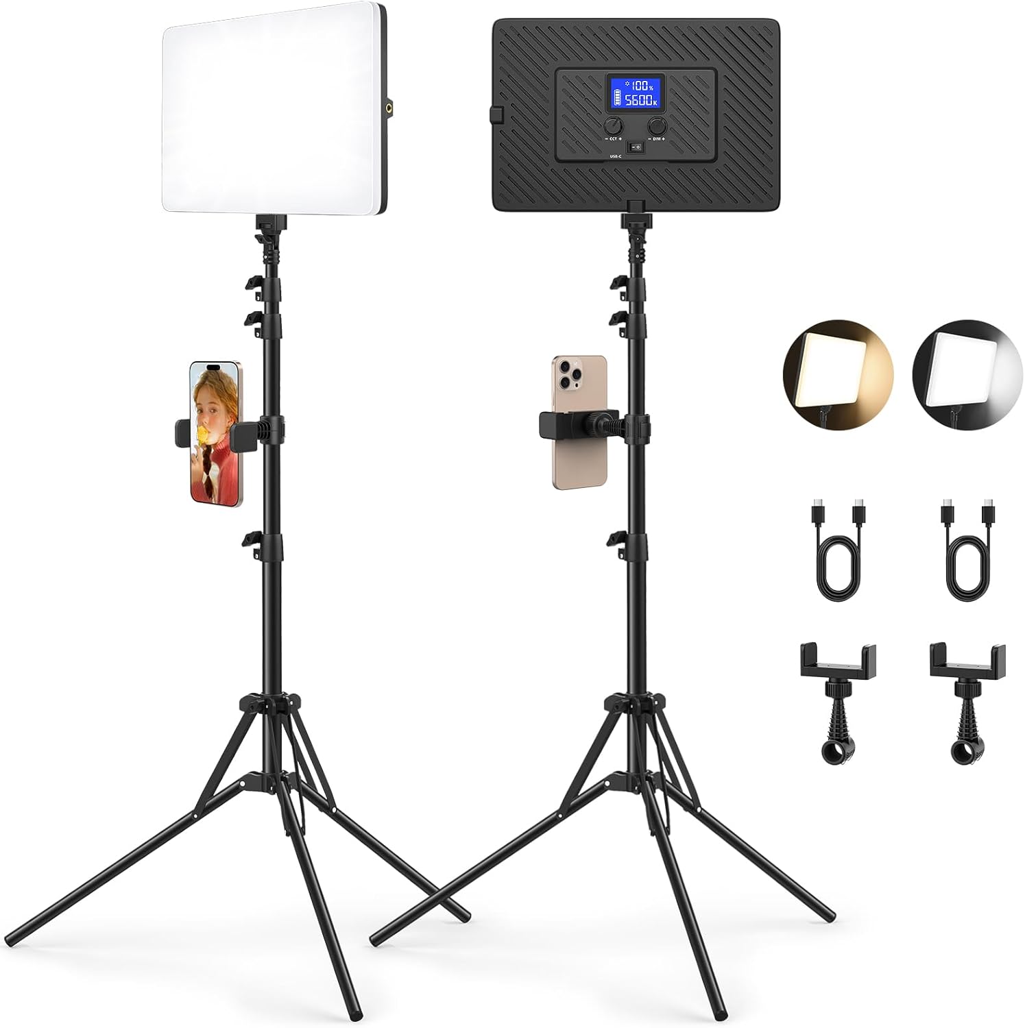 2 Pack LED Video Light Kit for Professional Photography Use
