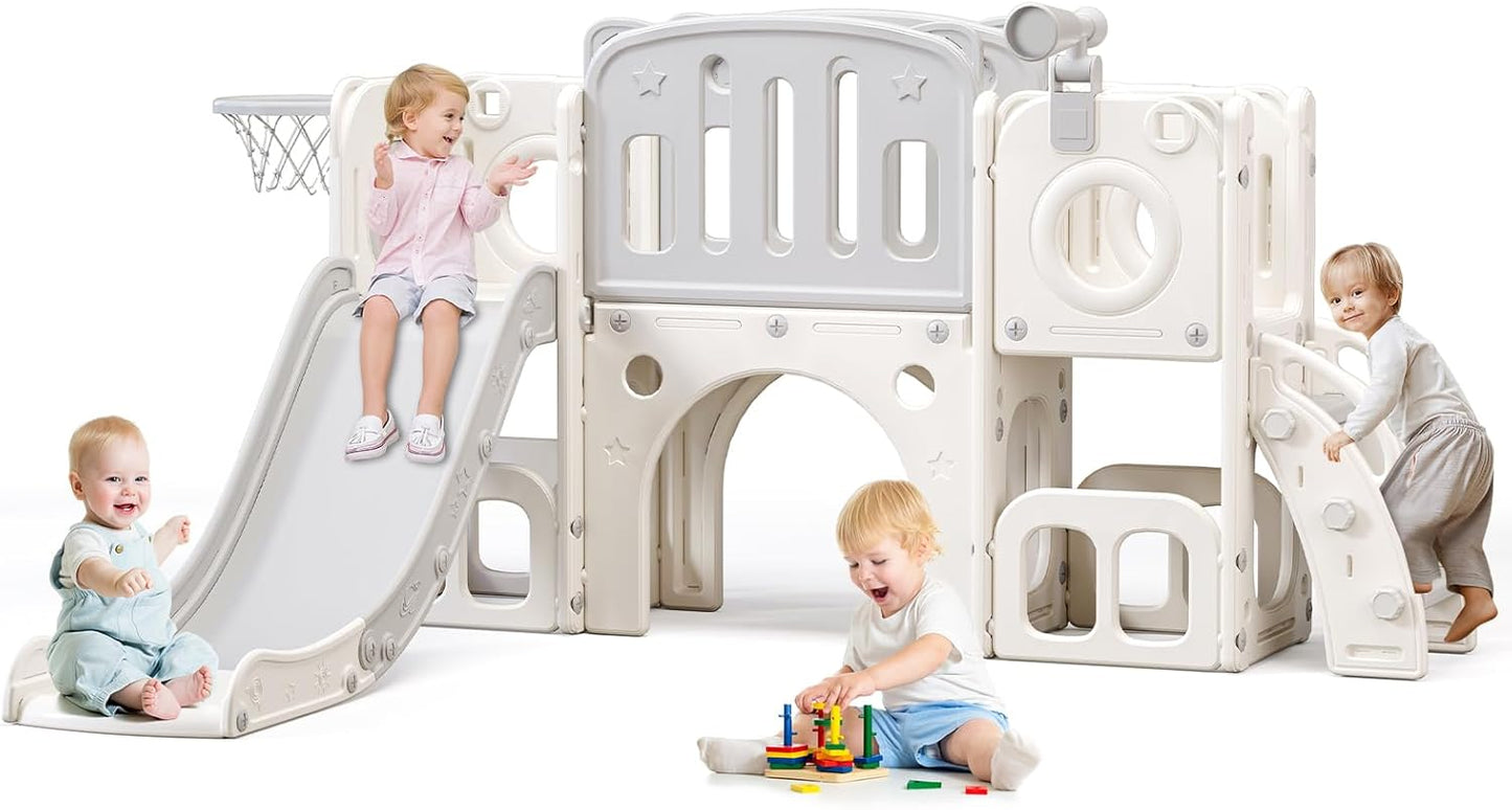 8 in 1 Toddler Slide with Storage Space and Non-Slip Steps