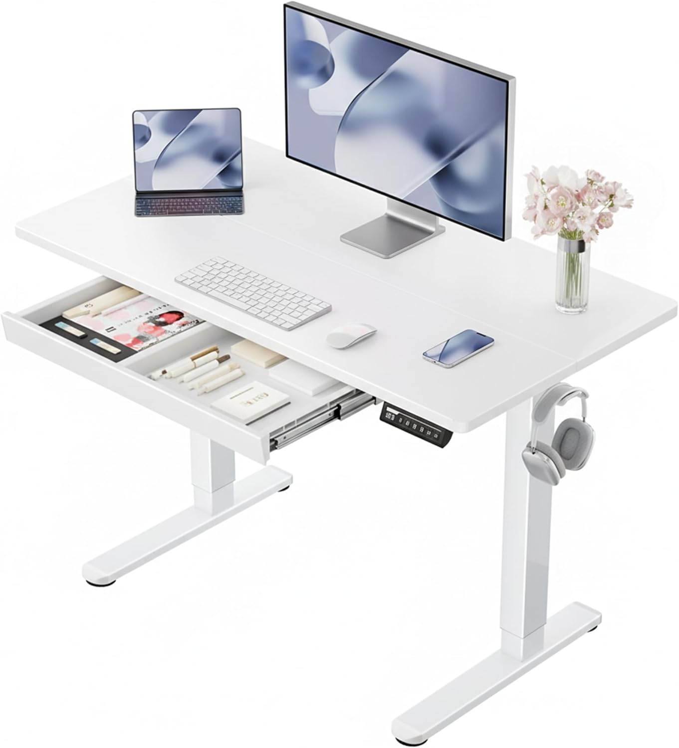 ErGear 44 inch Electric Standing Desk with Drawers for Home Office