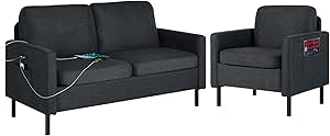 STHOUYN 2 Piece Upholstered Sectional Sofa Set for Living Room