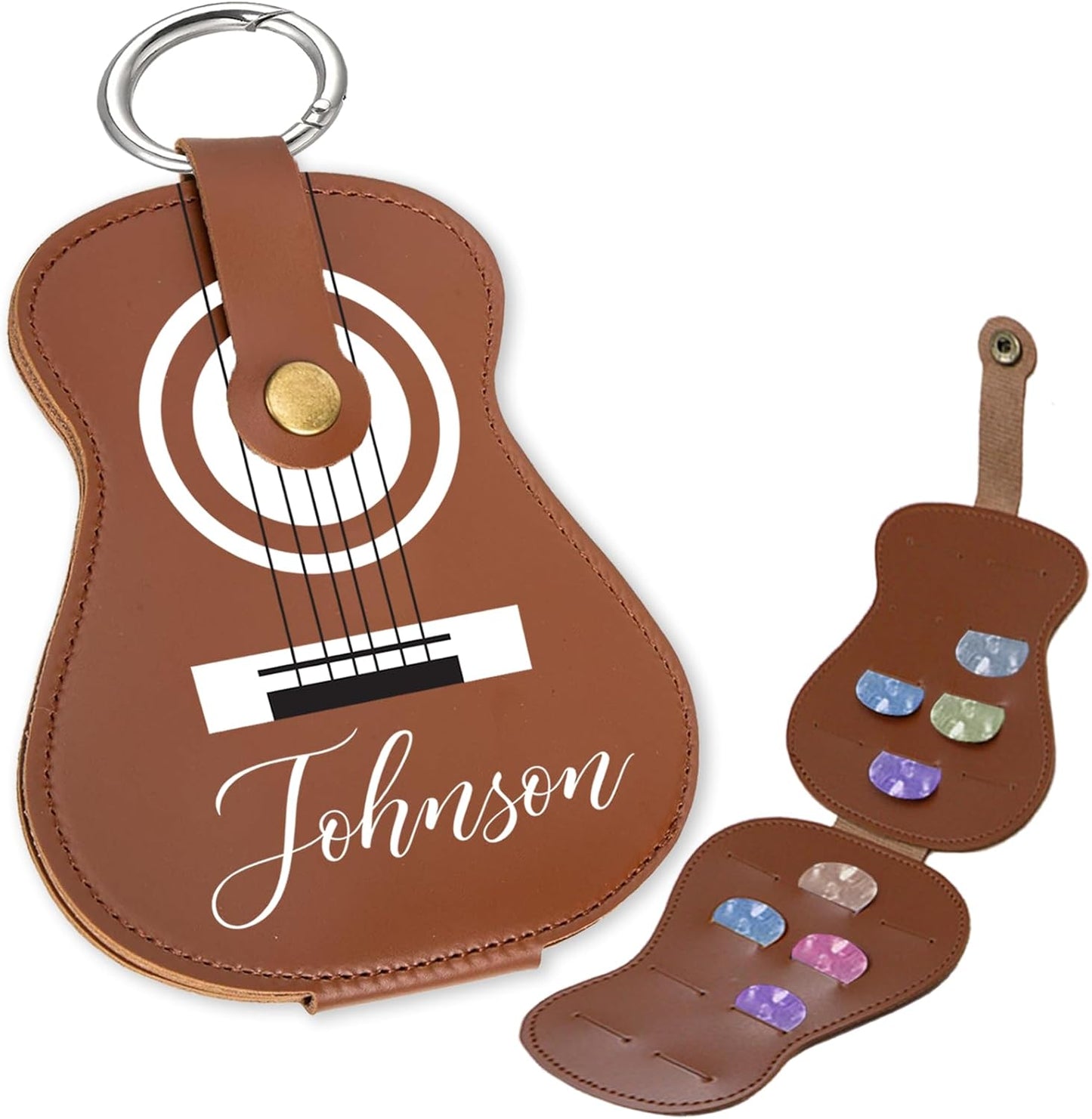 Custom Leather Guitar Pick Holder - 18 Slot Storage