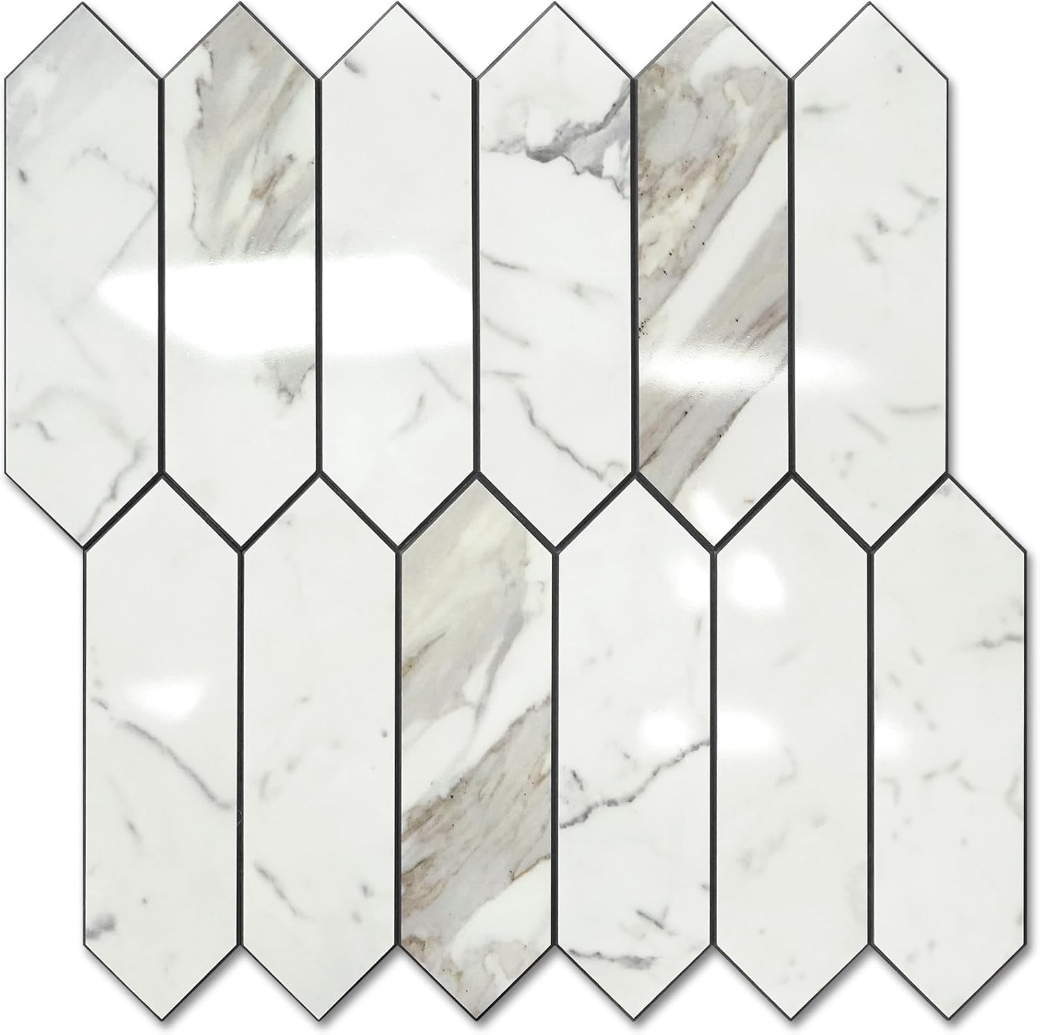 Vamos Tile Glossy Carrara White Peel and Stick Backsplash Tiles