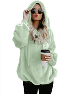 Women Casual Double Fuzzy Sweatshirt Faux Fleece Zip (Style DGF1)