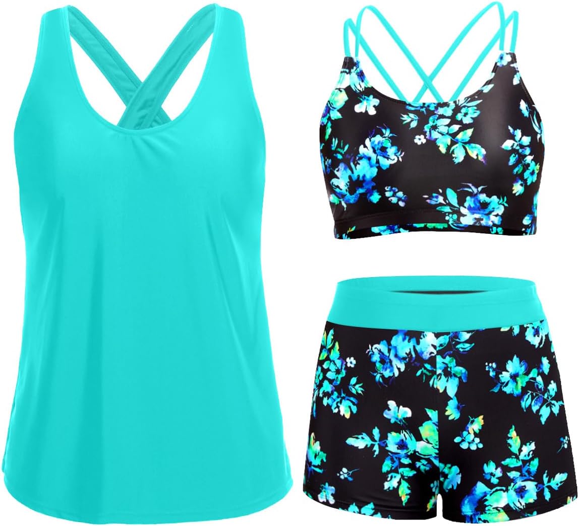 Holipick 3 Piece Tankini Swimsuits for Women with Tummy Control