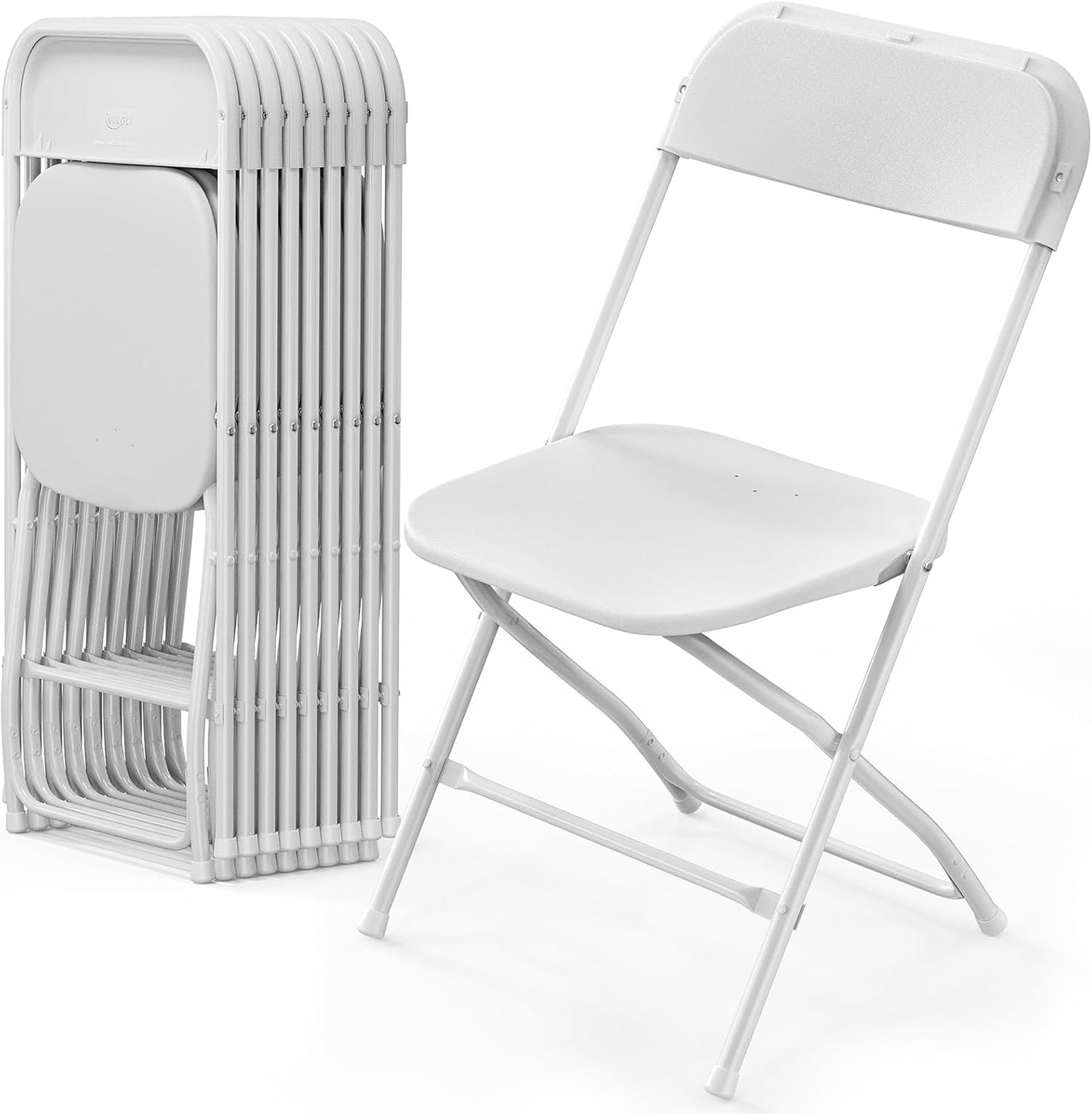 VINGLI 10 Pack White Plastic Folding Chair for Events