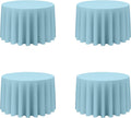 Light Blue Round Tablecloth 108 in 4 Pack - Reusable, Wrinkle