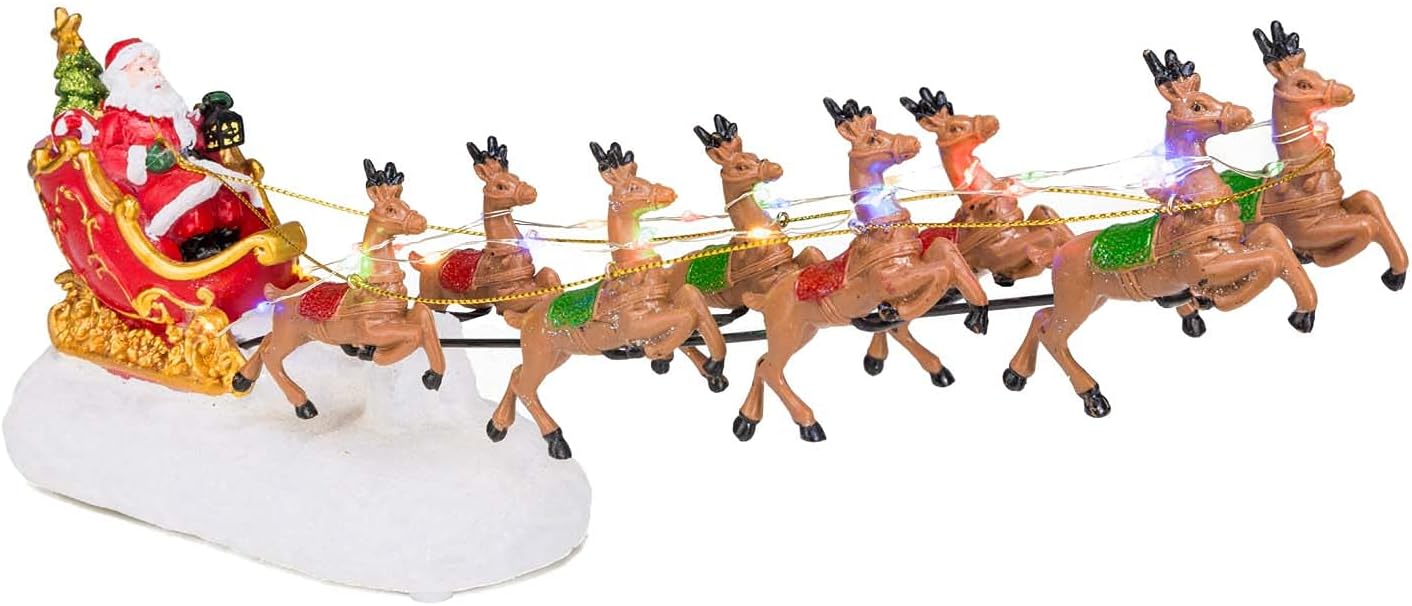 Innodept12 Christmas Winter Santa's Sleigh with 8 Reindeers