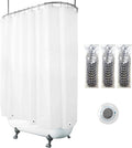 Clawfoot Tub Shower Curtain 180x70 in White Liner - Extra Wide Wrap