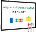 Double Sided Magnetic White Board 24x18 in - Dual-Sided Dry Erase