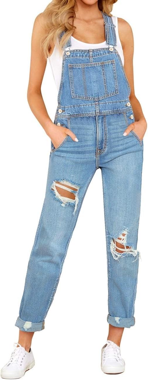 Vetinee Womens Classic Adjustable Straps Denim Bib Overalls