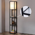 Floor Lamp with Shelves - Modern Square Standing Lamp with Light