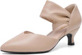 Kitten Heels for Women Pointed Closed Toe - Comfortable Nude Pumps