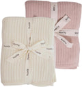Knitted Organic Cotton Baby Blanket Swaddle 30in x 40in - Soft Duo