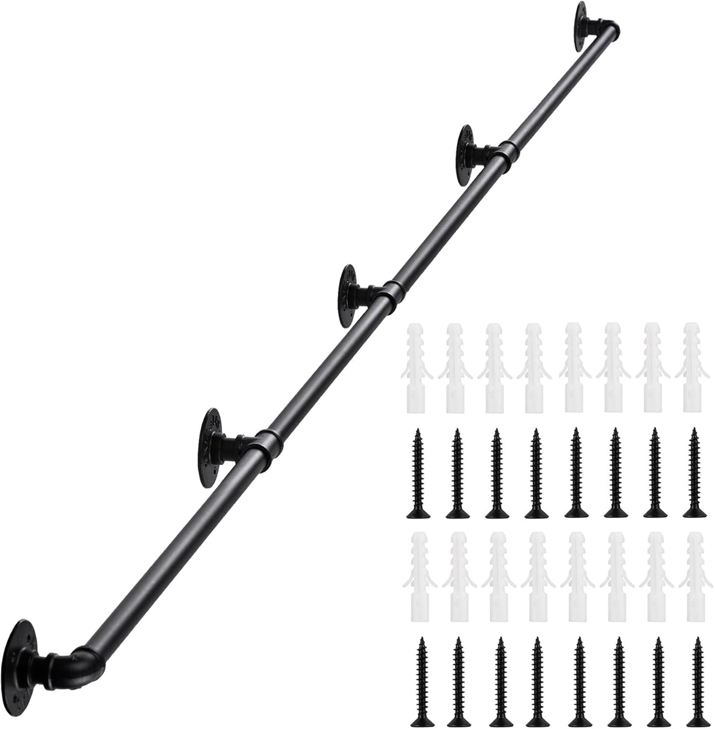 Handrail for Indoor Stairs - 15 Feet Matte Black Metal Railing