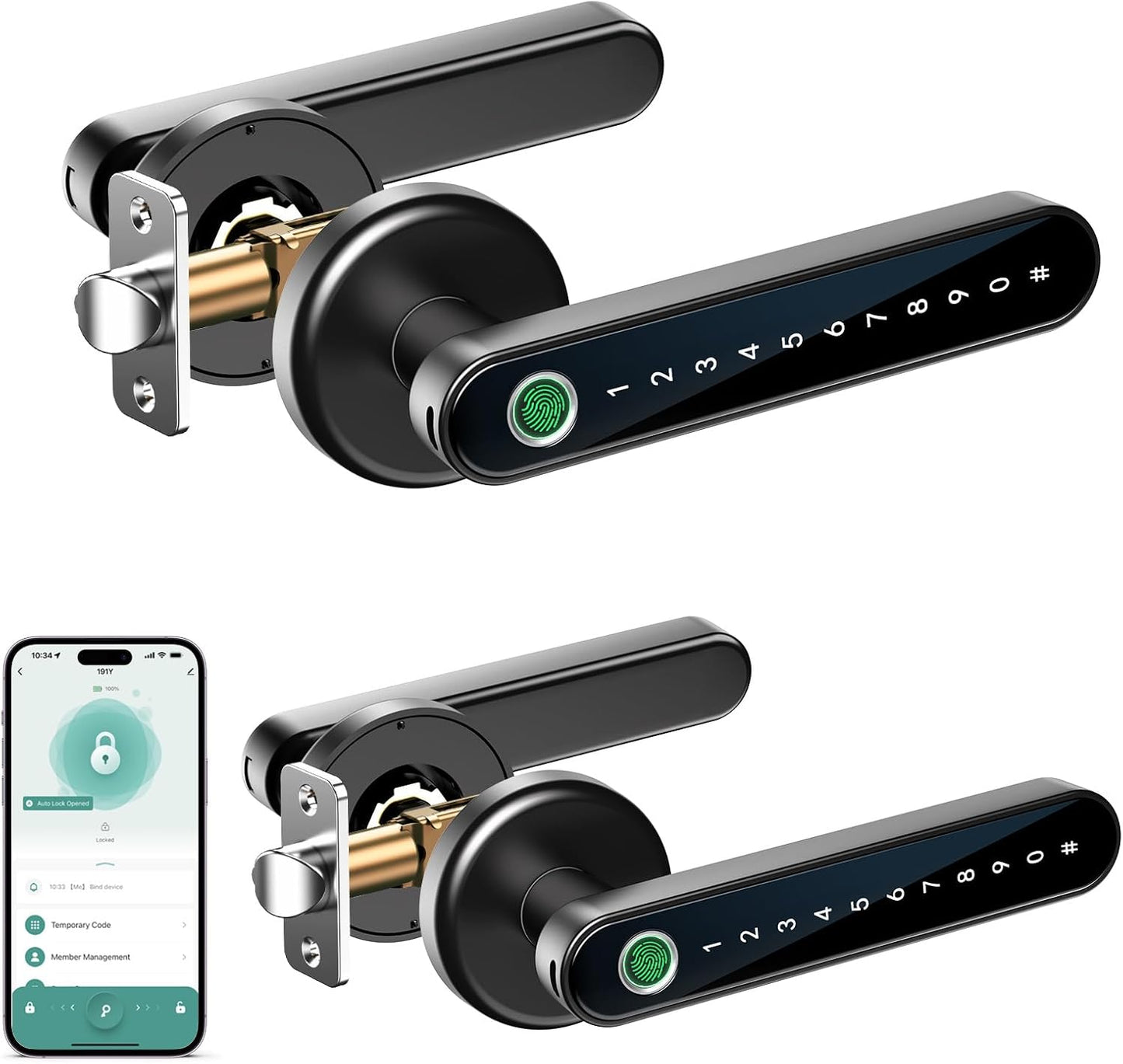 Fingerprint Door Lock with Handle for Home and Office Security