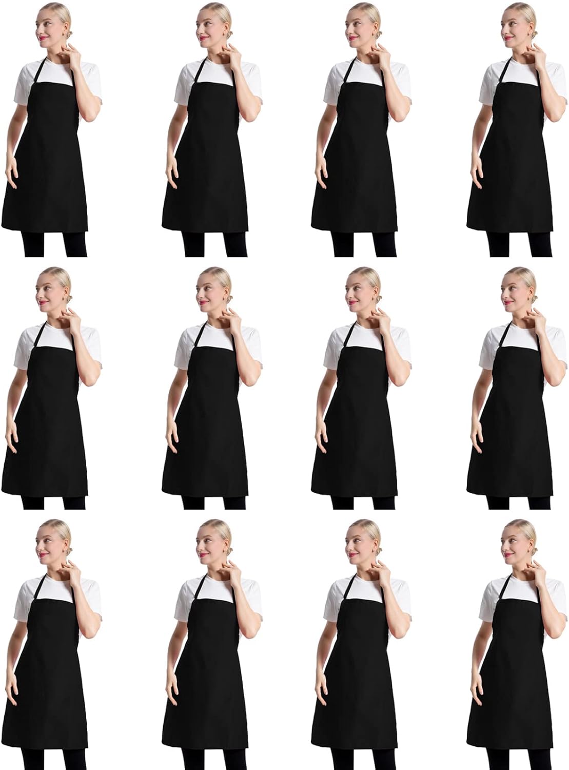 12 Pcs Black Aprons for Cooking, Baking, and Painting Needs