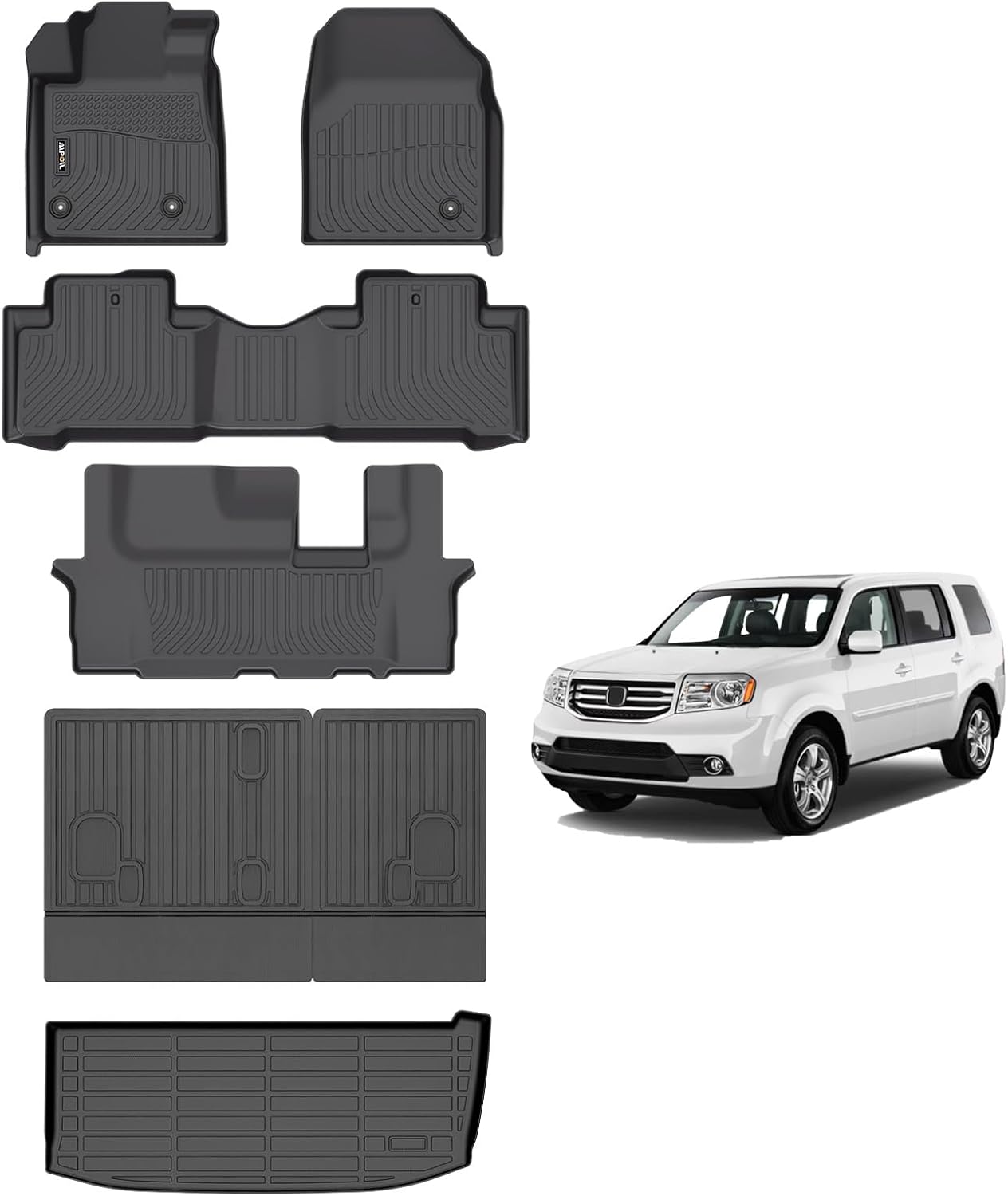 Custom Fit All Weather Floor Mats for 2009-2015 Honda Pilot