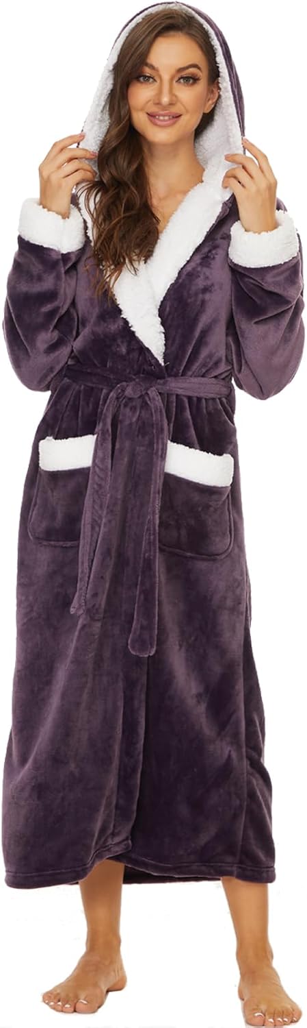 ccko Plush Robes For Women - Soft Warm Fleece Bathrobe