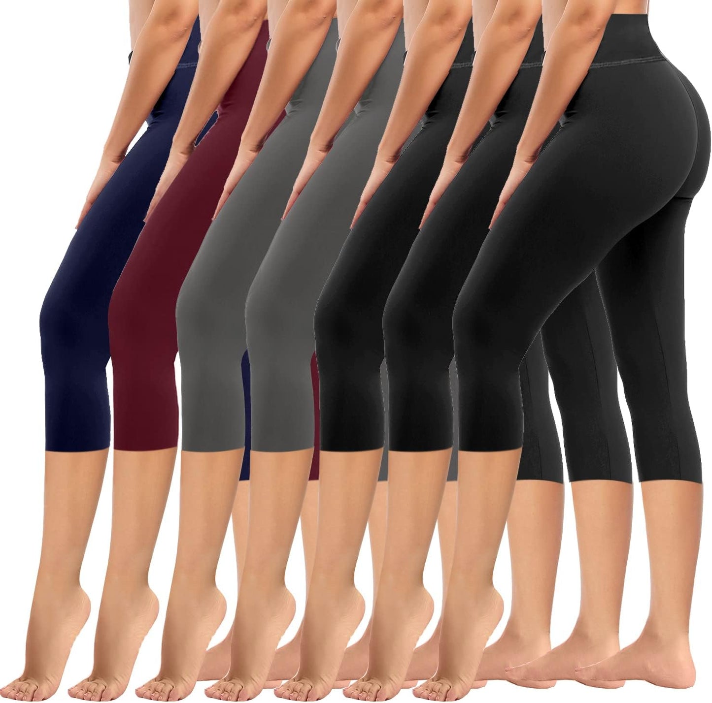 High Waisted Leggings for Women - 7 Pack Tummy Control Pants