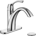 Chrome Bathroom Faucet with Deck Plate and Pop Up Drain Included