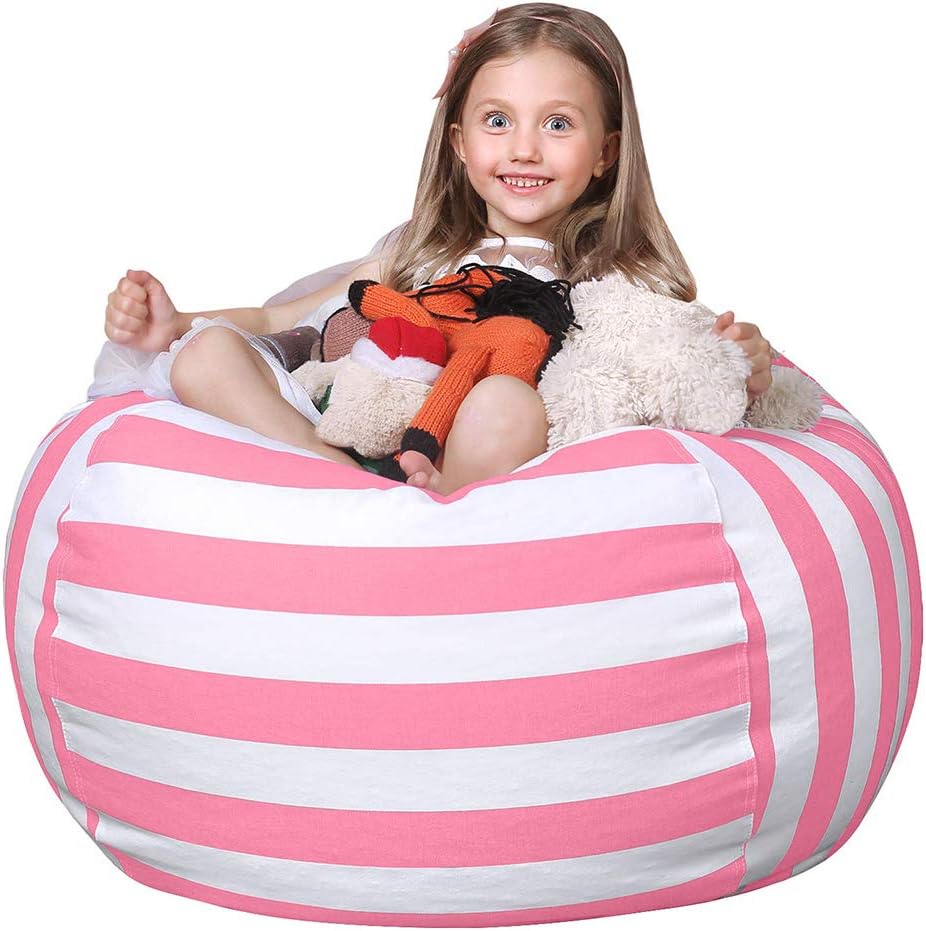 WEKAPO Stuffed Animal Storage Bean Bag Chair Cover for Kids