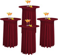 Burgundy Spandex Cocktail Table Cover Set - Elegant Draped Style!
