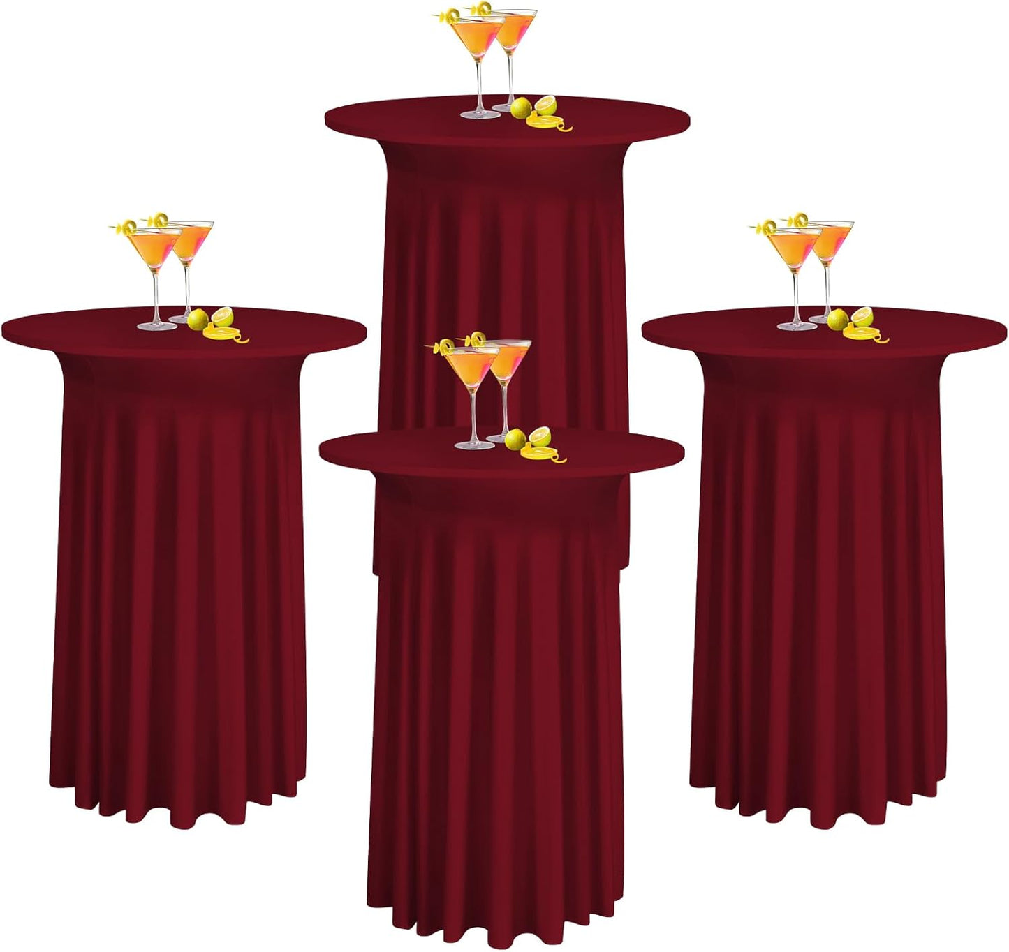 Burgundy Spandex Cocktail Table Cover Set - Elegant Draped Style!