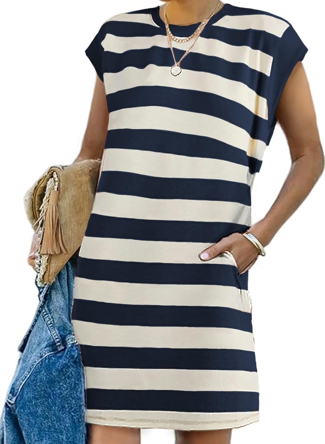 AlvaQ Womens Striped Summer Dresses with Pockets for 2025